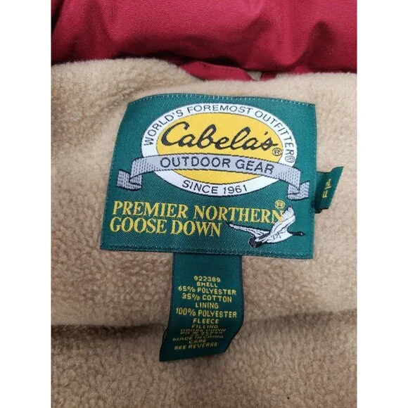 Cabelas Premier Northern Goose Down Puffer Vest Sherpa Lined Red Size 3XL Tall - Picture 7 of 12